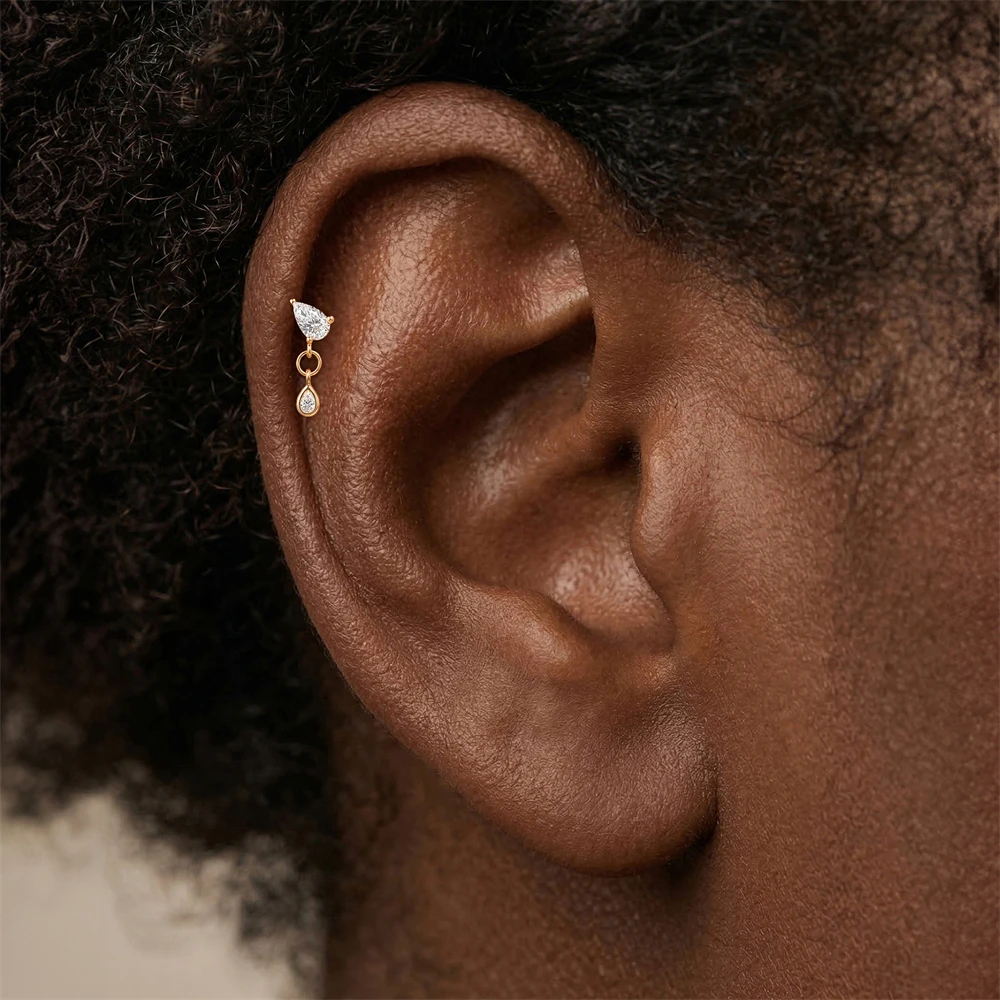 CANNER 1PC 925 Sterling Silver Flower Sun Leaf Cartilage Earrings CZ Helix Tragus Studs Dainty Multiple Piercing Ear Women Gift