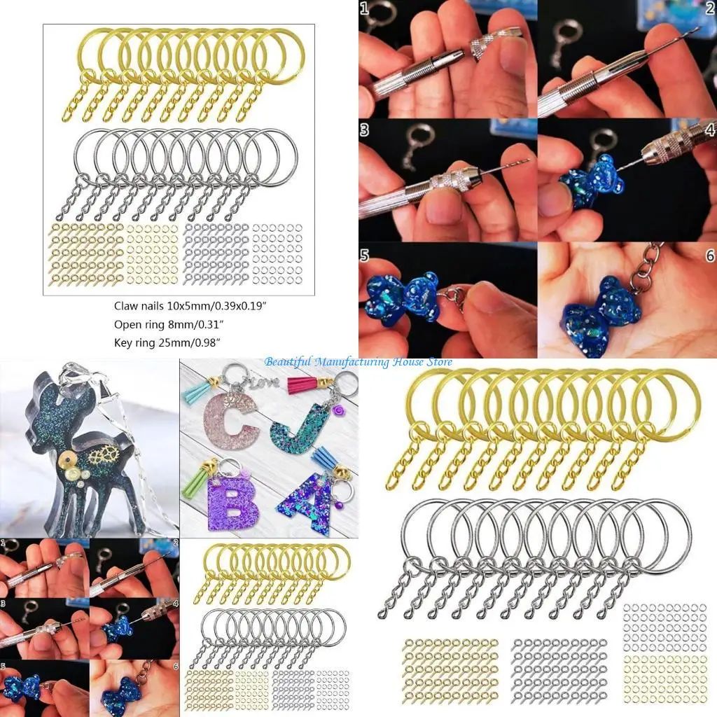 

E56A 220 шт., штифты с винтовыми проушинами для брелока с цепочкой, прыгающие кольца, золотой, серебряный брелок