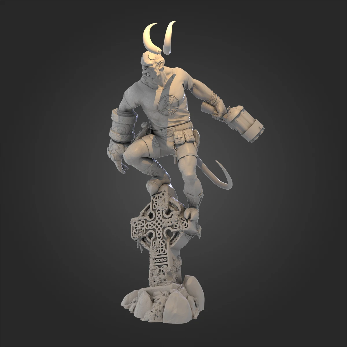 1/24 Scale Height 95mm Resin Figure Model Kit Hellboy Armed Styling Unassembled and Unpainted Toys