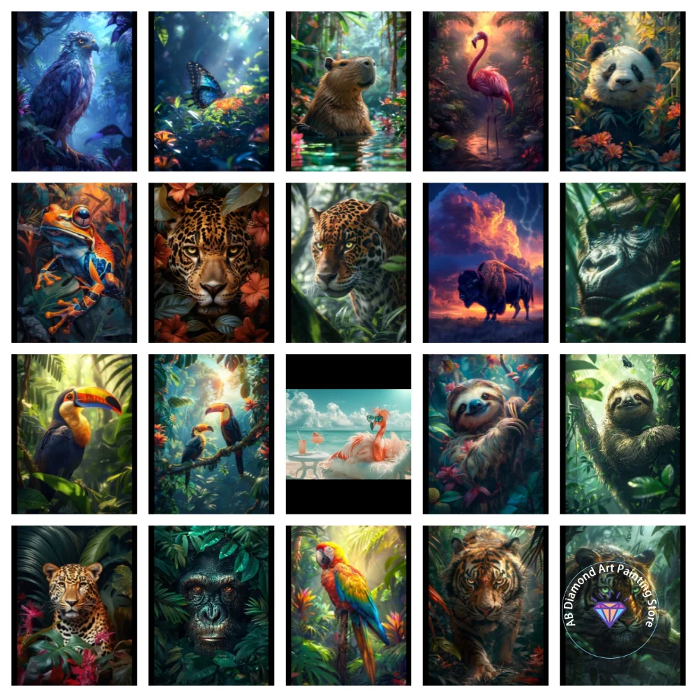 

Leopard Frog Bird Sloth AB Diamond Painting Kit Square Round Diamond 5D DIY Mosaic Handmade Art Adult Exquisite Gift Home Decor