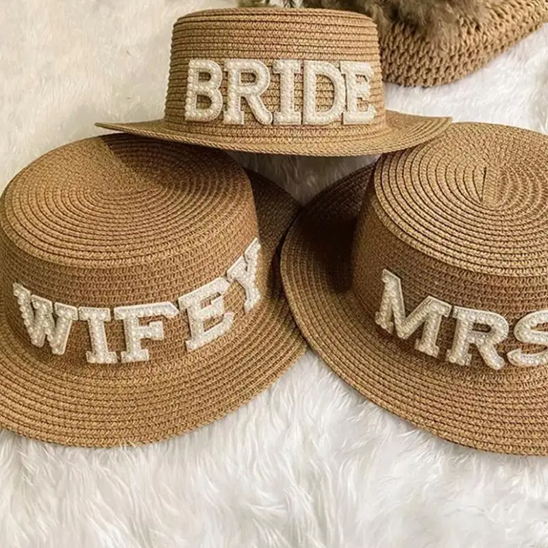 Sun Hat Fashionable Accessory Beach Vacation Bridal Hat for Bachelorette Party Engagement Bridal Shower Supplies Gift 