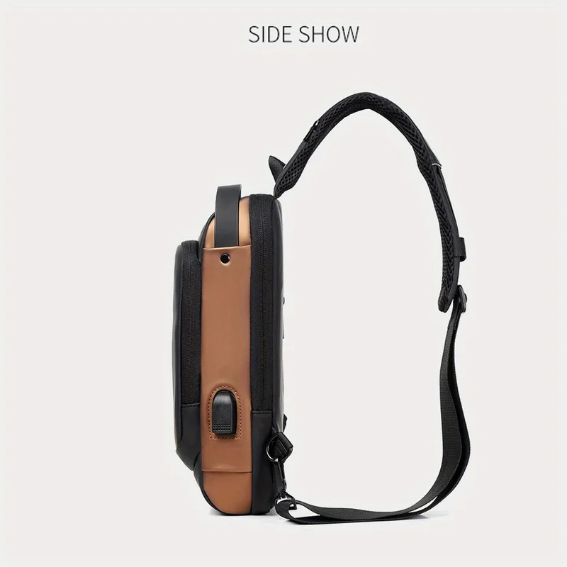 

1 Piece Men's Crossbody Bag, Street Style Multi-Compartment Shoulder Chest Bag, with USB Charging Port, Adjustable Shoulder