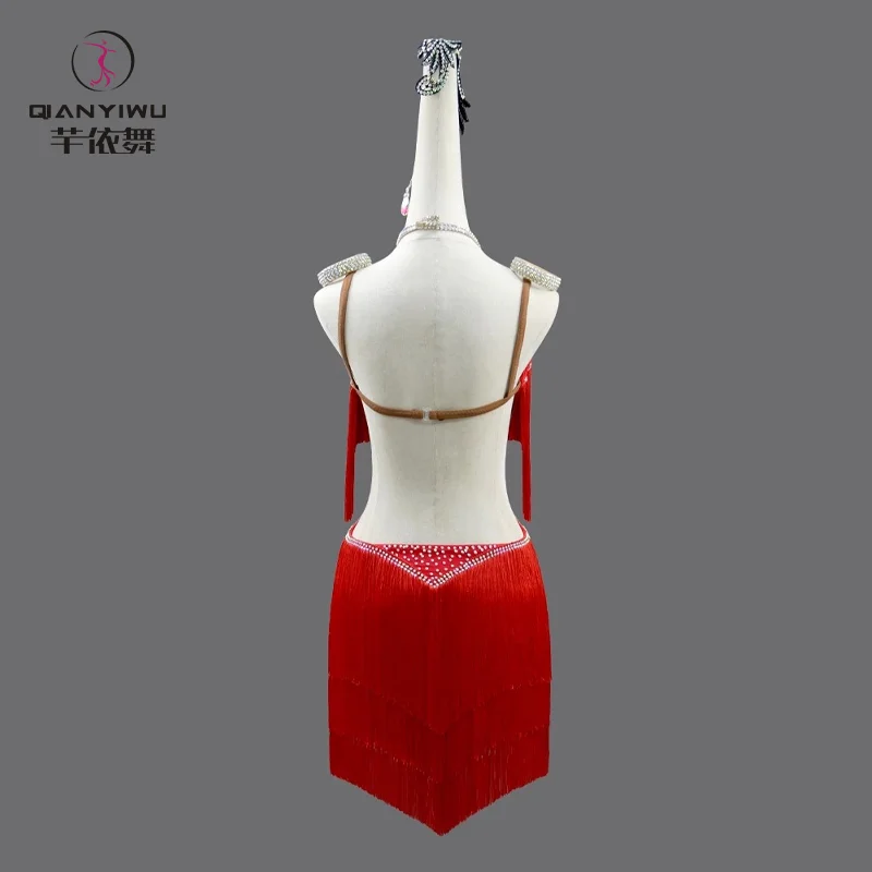 Red Latin Dance Dress Girls Line Skirt Female Dancewear Ball Women Competition Costume Stage Outfit Practice Clothing Samba Suit