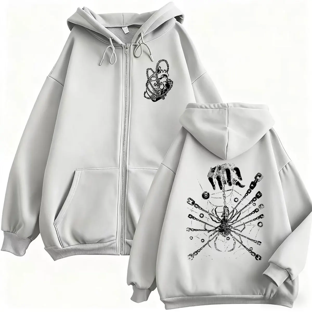 Anime Hunter X Hunter Kurapika Judgment Chain Reißverschluss-Hoodie für Herren und Damen Manga Oversized Streetwear Vintage Zip-Up Jacke Mantel – Detail 6