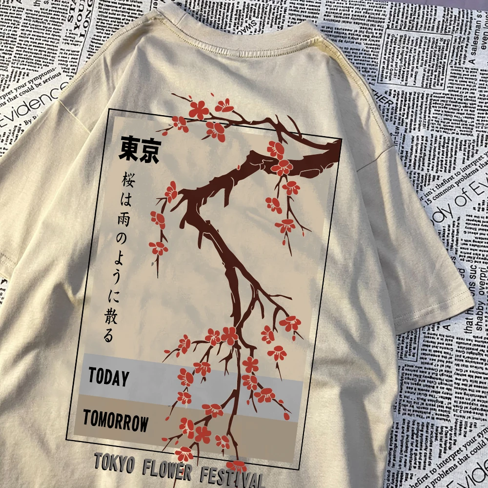 Today Tomorrow Tokyo Flower Festival T Shirt Men Women Fashion O-Neck Tshirts Summer Cotton Tops Loose Street Hip Hop T-Shirts