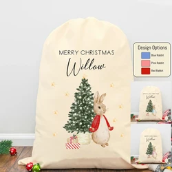 personalised Rabbit bunny Santa Claus sack Christmas stocking Merry Xmas eve tree Decoration kid girl boy gift Present Toy Bag