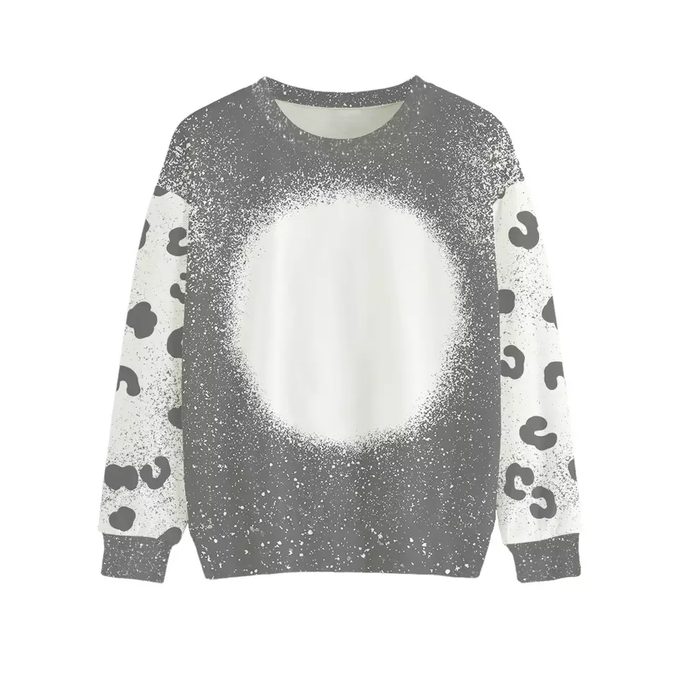 Zachte sublimatie blanco polyester T-shirts met lange mouwen Trui Dames Paarkleding Ronde hals voor aangepast ontwerp Kerstcadeau