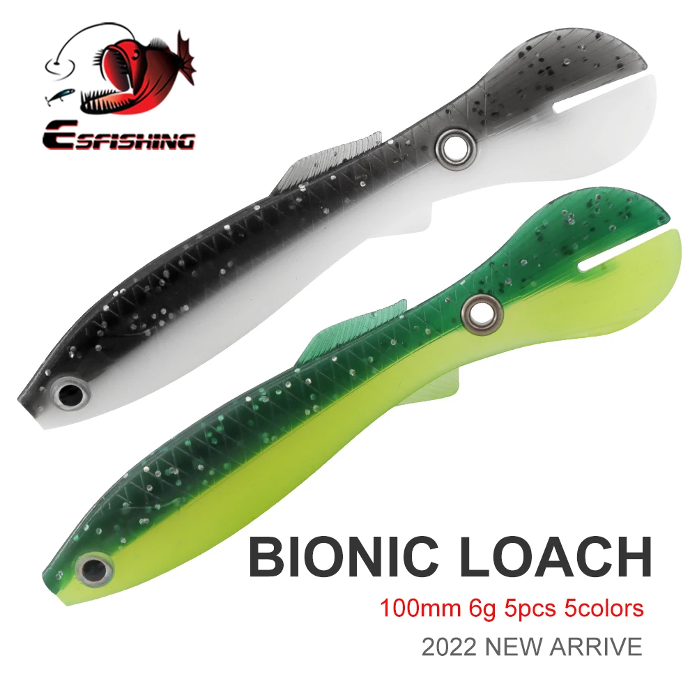 

ESFISHING Soft Silicone Bait 5pcs Bionic Loach 100mm 6g Wacky Wormer Icsa Artificial Texas Fishing Lure Tackle