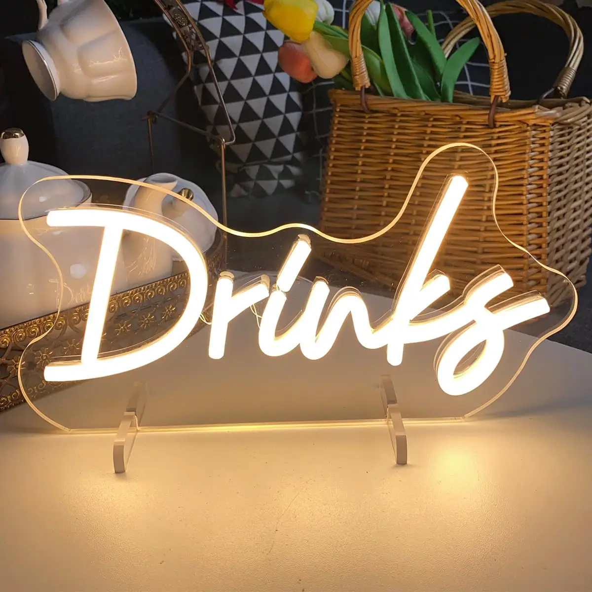 

Drinks Neon Sign USB Powered LED Dimmable Neon Light for Shop Bedroom Home Room Decor Christmas Party Decor Personzalized Gift