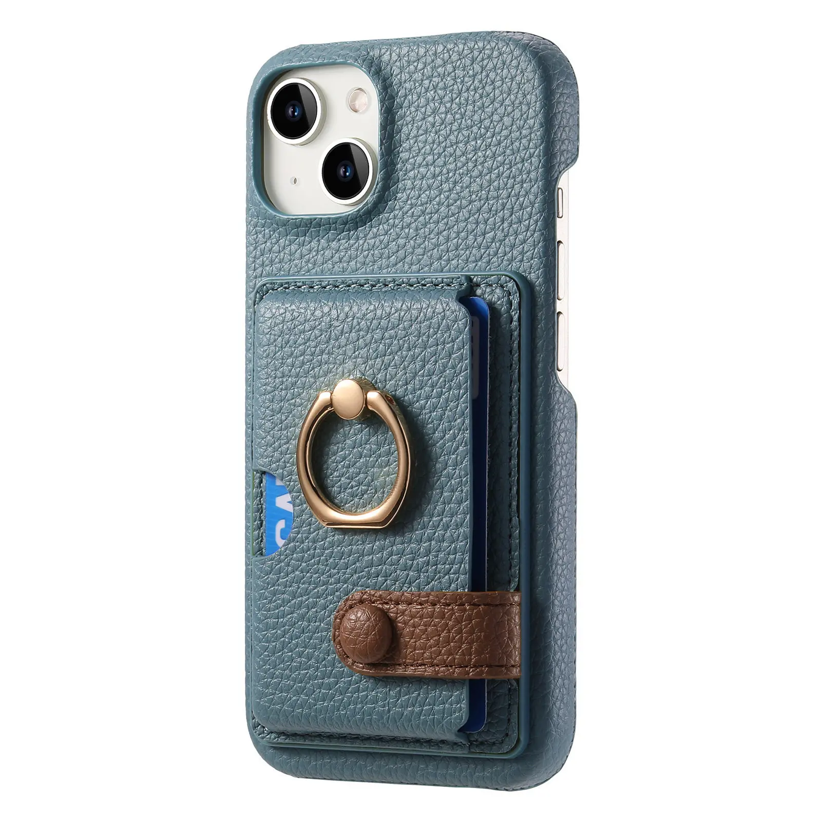 Leather Ring Support Phone Case for IPhone 17 Air 16E 18 16 15 14 13 12 11 Pro Max Plus Wallet with Card Holder Shockproof Cover