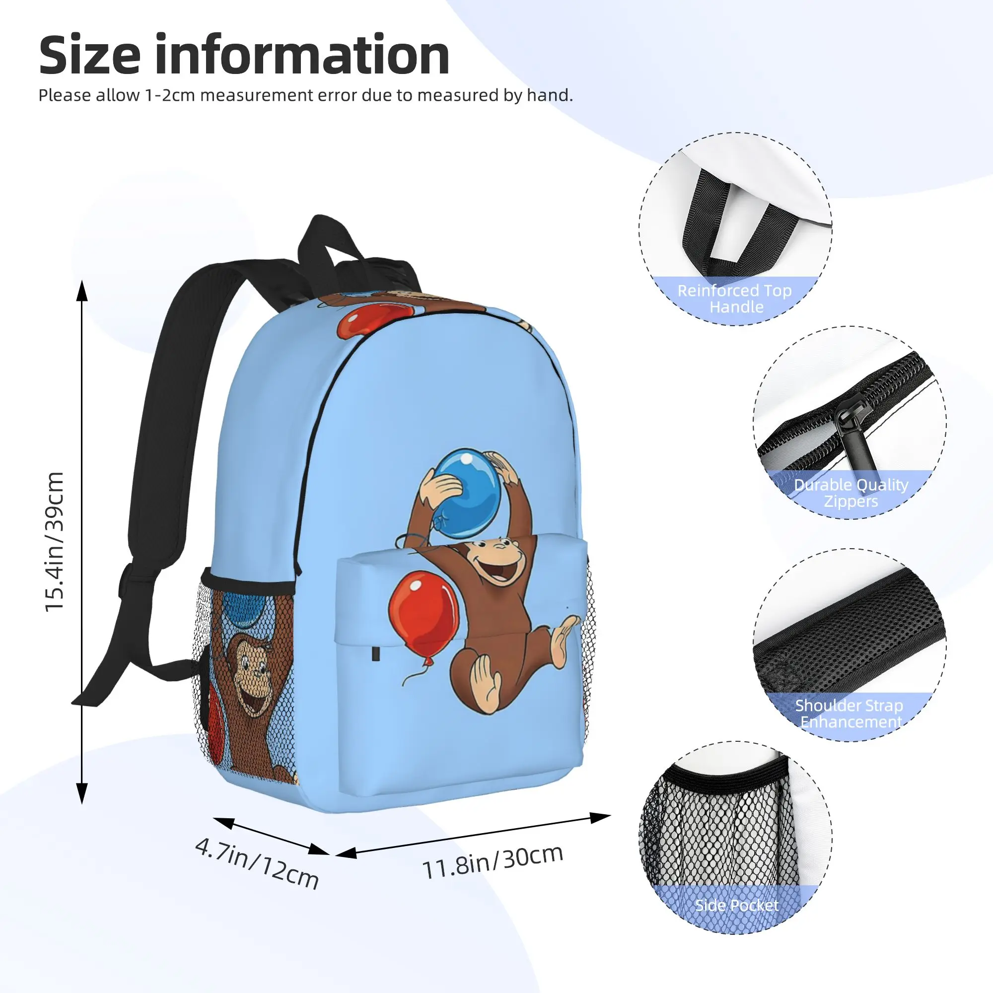 Curious George Backpack Hot Sale Daypack Large Capacity Boys Girls BookBag Shoulder Bags for Men Women School Bag