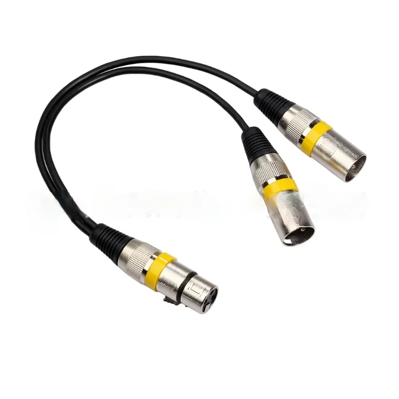 Conector hembra XLR de 3 pines a doble enchufe macho Y divisor, 30cm para Cable adaptador de amplificador, altavoz, mezclador de auriculares