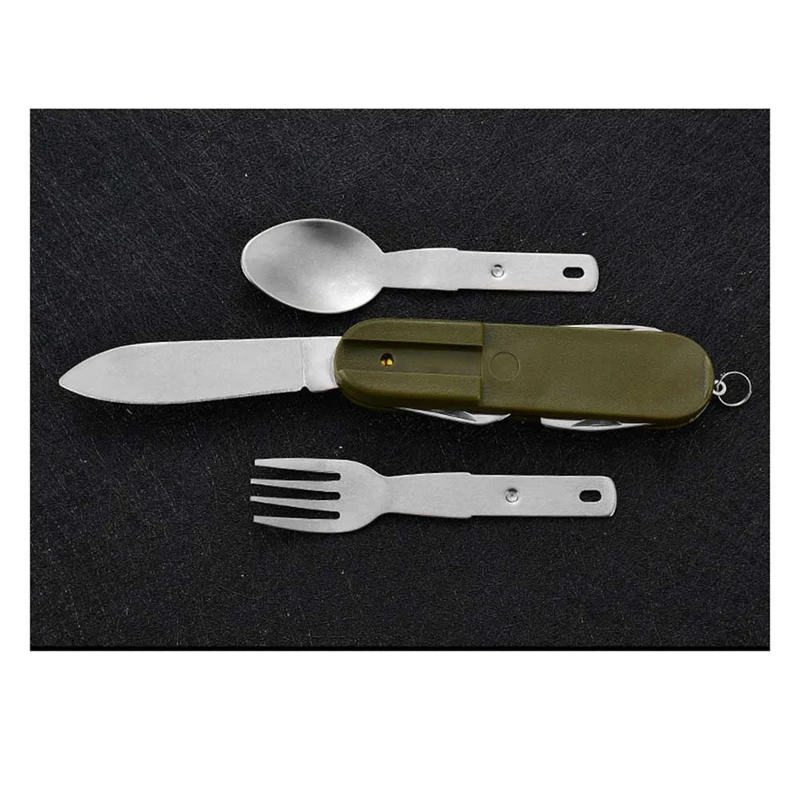 Hiking Travelling Dinnerware Multifunctional Outdoor Tableware Stainless Steel Foldable Fork Spoon Picnic Tool Camping Tableware image 2