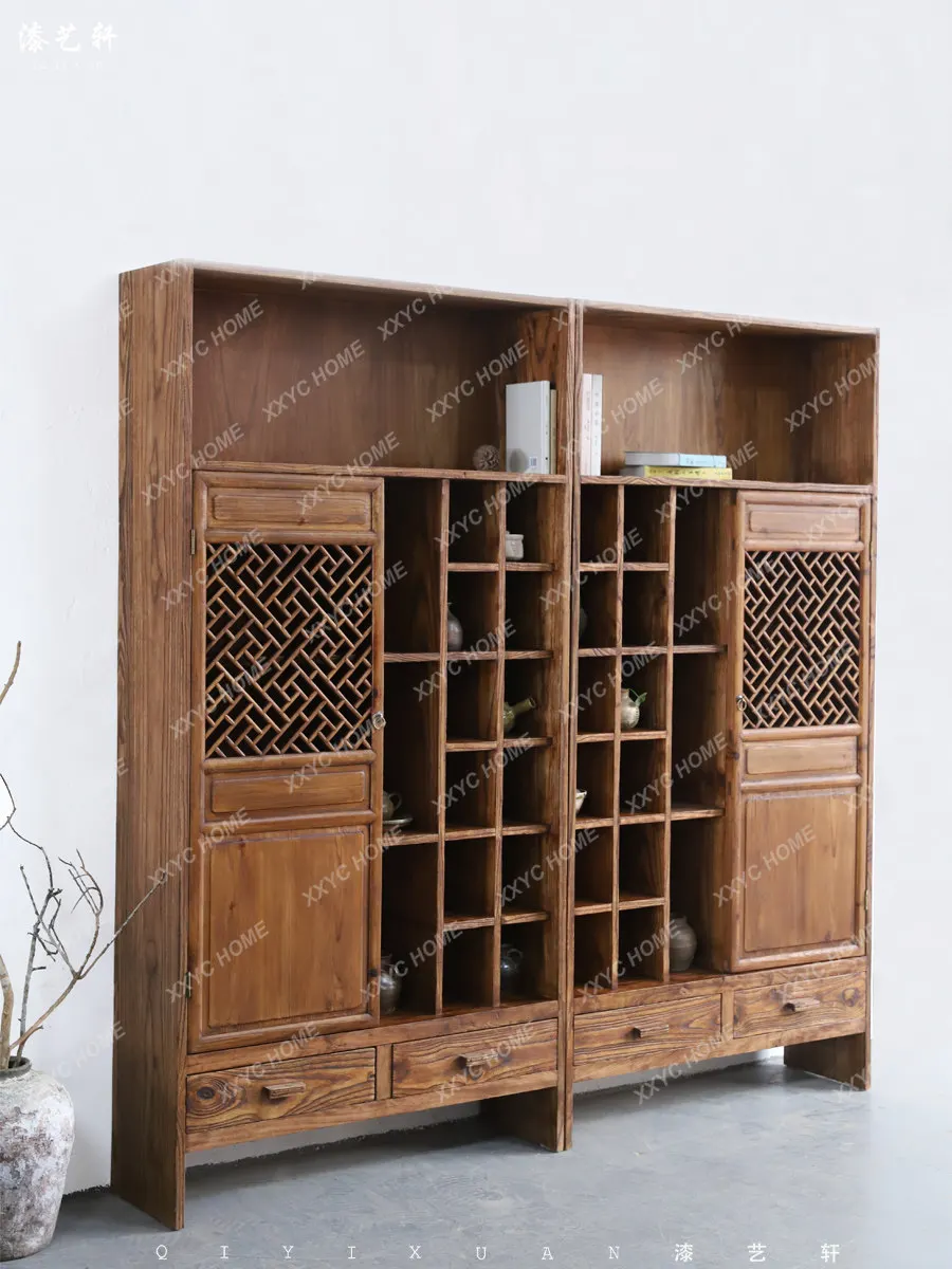 Solid wood bogu frame Chinese retro old maple tea room tea display cabinet