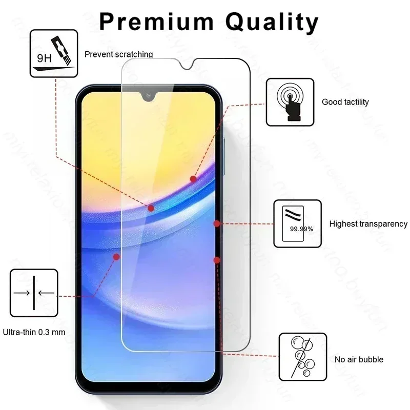 Protector de pantalla de vidrio templado para Samsung Galaxy A15 4G 5G, 2 uds., cristal protector Sumsung A 05 15 25 35 55 A05 A05s A25 A35 A55 5G