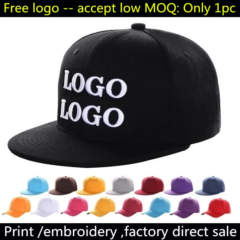 Custom Logo Embroidery Flat brim snapback hats New adult casual acrylic sports hat Women Men Tennis Fishing caps