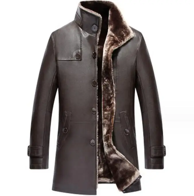 

2024 NEW Mens Clothing Genuine Leather Coat Winter Parka Fur Long Plush Thick Oversize Jackets For Man M-5XL