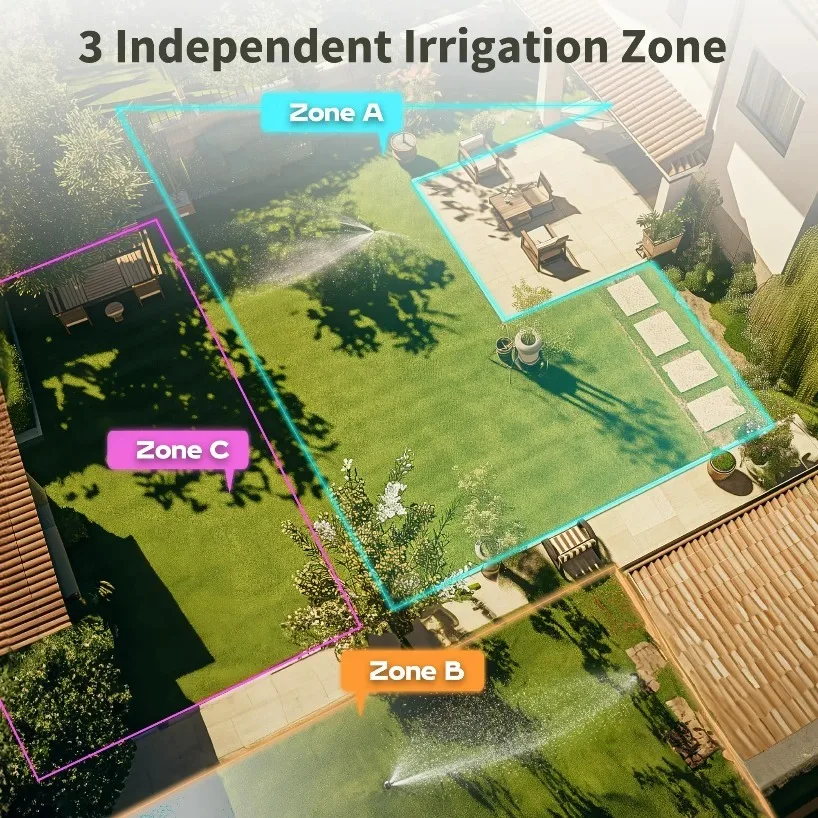 Outdoor intelligent sub-control three-valve automatic flower watering device factory direct sales