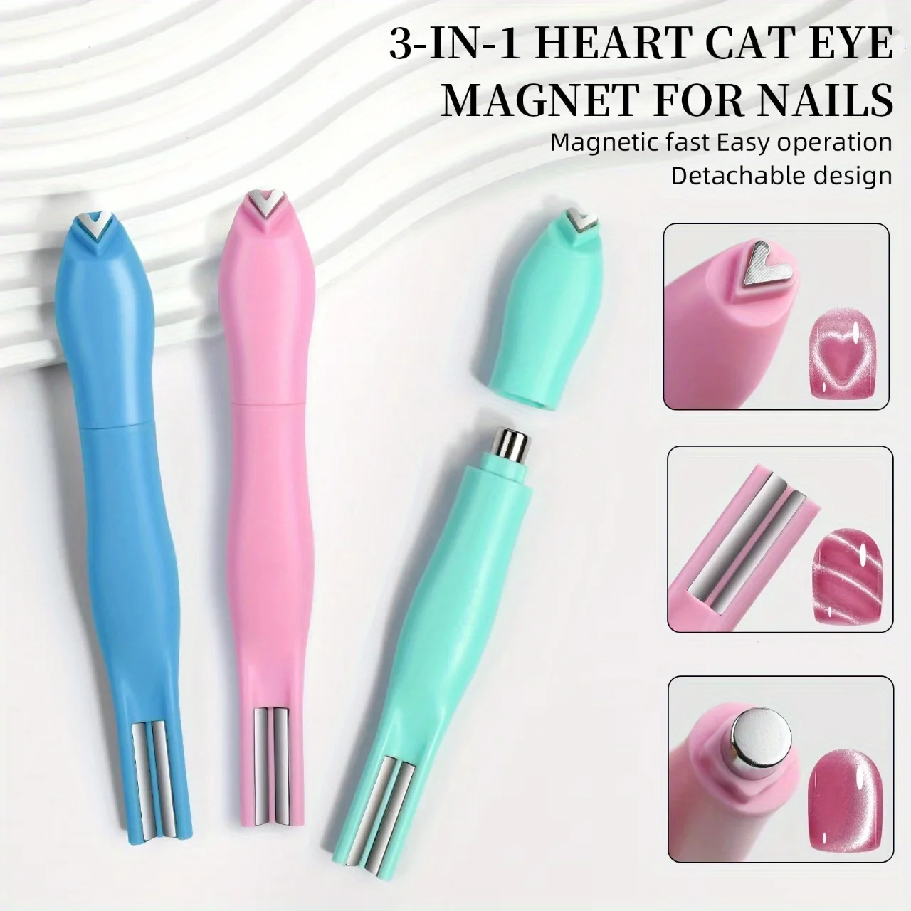 Snake Heart Magnet, Y-Shaped Dual Head Cat Eye Gel Nail Polish Magnet, Heart Shape Cat Eye Magnetic view 4