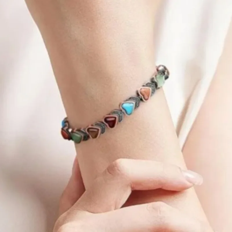 Pulseras de cobre puro para mujer, pulsera magnética de resistencia con imanes de 3800 Gauss y piedras turquesas naturales, ajustable