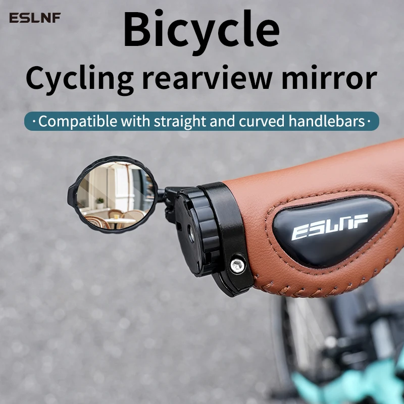 ESLNF Fahrrad Mini-Lenker-Spiegel 360° °   Drehbarer Rückspiegel mit Warnleuchten für MTB, Rennrad und Fahrrad, Fahrradzubehör