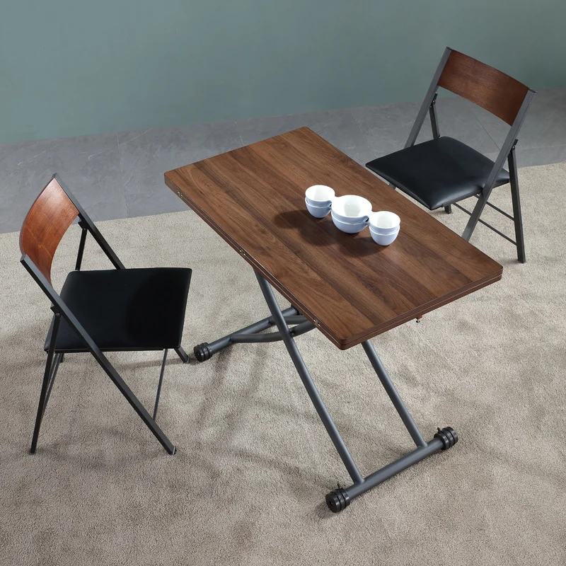 Tea table and dining table dual-purpose small unit rectangular lifting multifunctional folding