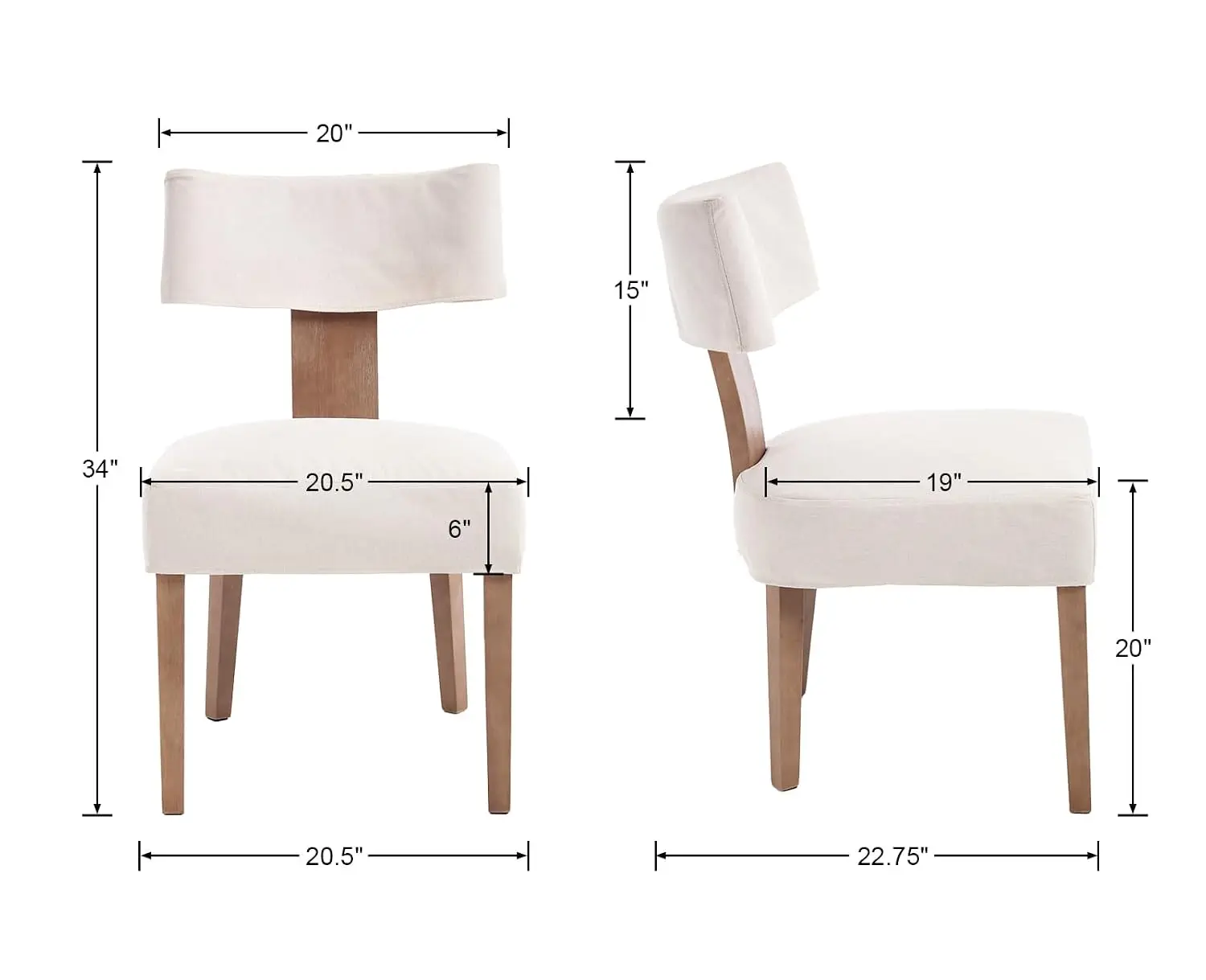 Linen Dining Chair 4pcs with Seat Cover & Wood Legs, Modern Farmhouse Fabric Upholstered Kitchen Side Chair, Beige, Customized