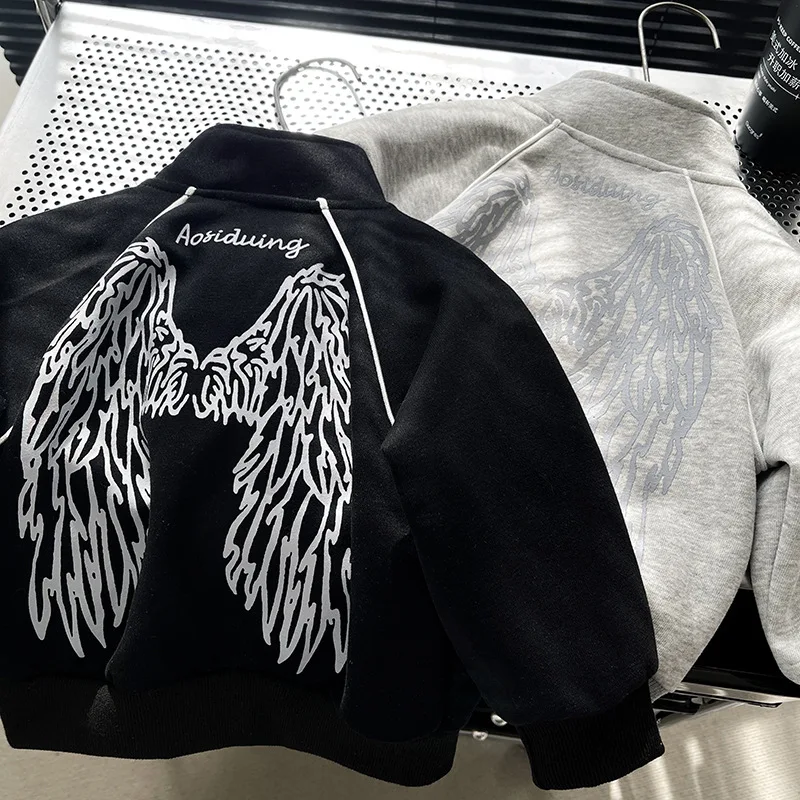 

2025 New Autumn Children's Cotton Back Large Wings Decorative Street Style Warm Coat