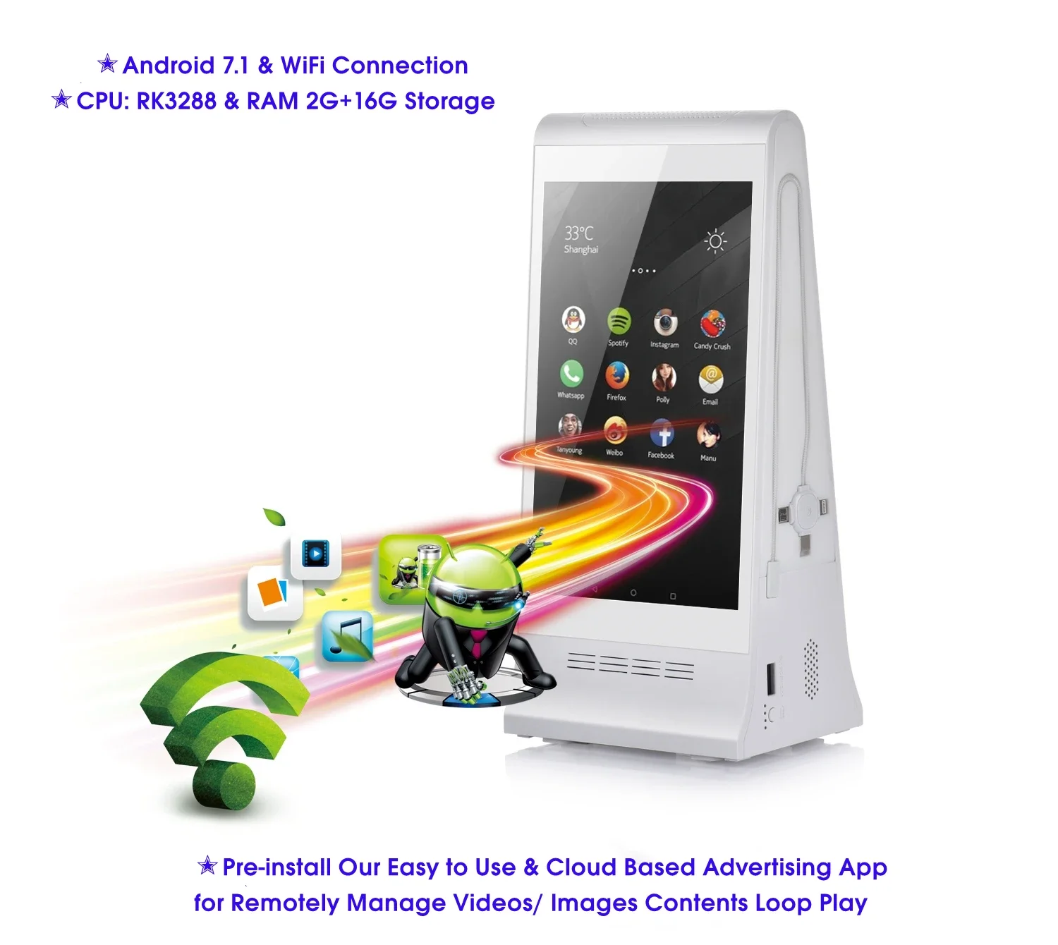 Remotely CMS Control WiFi Dual 7 Inch LCD Touch Screen Digital Menu Portable Advertising Display Restaurant Table Advertising