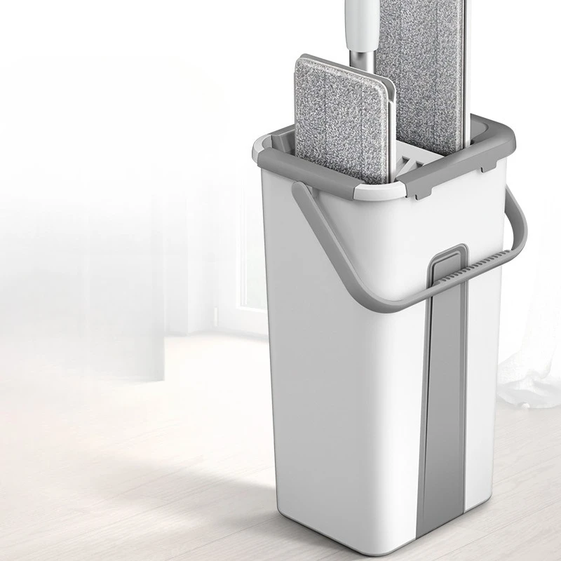 Cubo De fregona giratorio manos libres grande, sistema De fregona plana De microfibra, fácil limpieza, azulejo De suelo para el hogar, Trapeadores De Pisos De madera