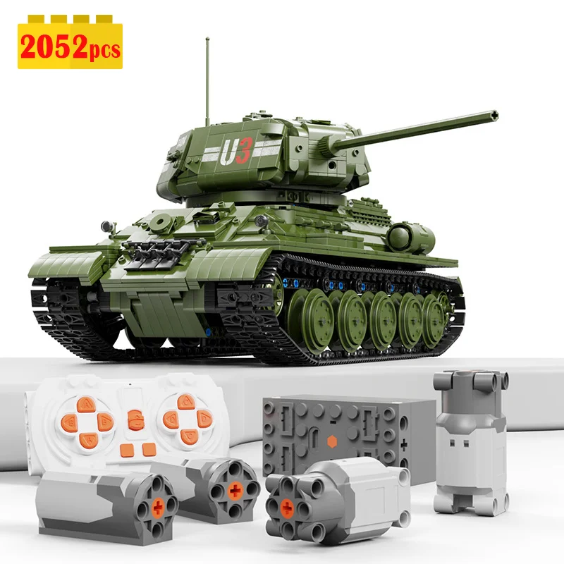 

IN STOCK 2022 New Military Remote Control Ww2 Tank Blocks Model Moc Idea Weapon Bricks Assembling Toys for Boys Birthday Gift