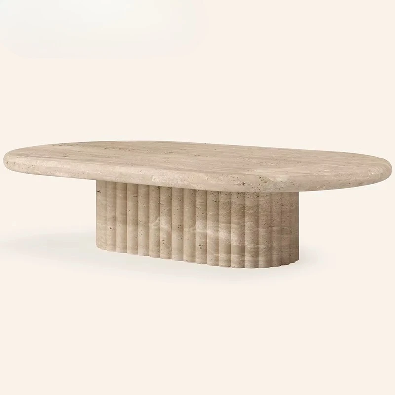 Italian Luxury Designer Oval Plinths Coffee Tables Natural  Marble Stone Coffee Tables for Living Room Furniture /hotel/villa