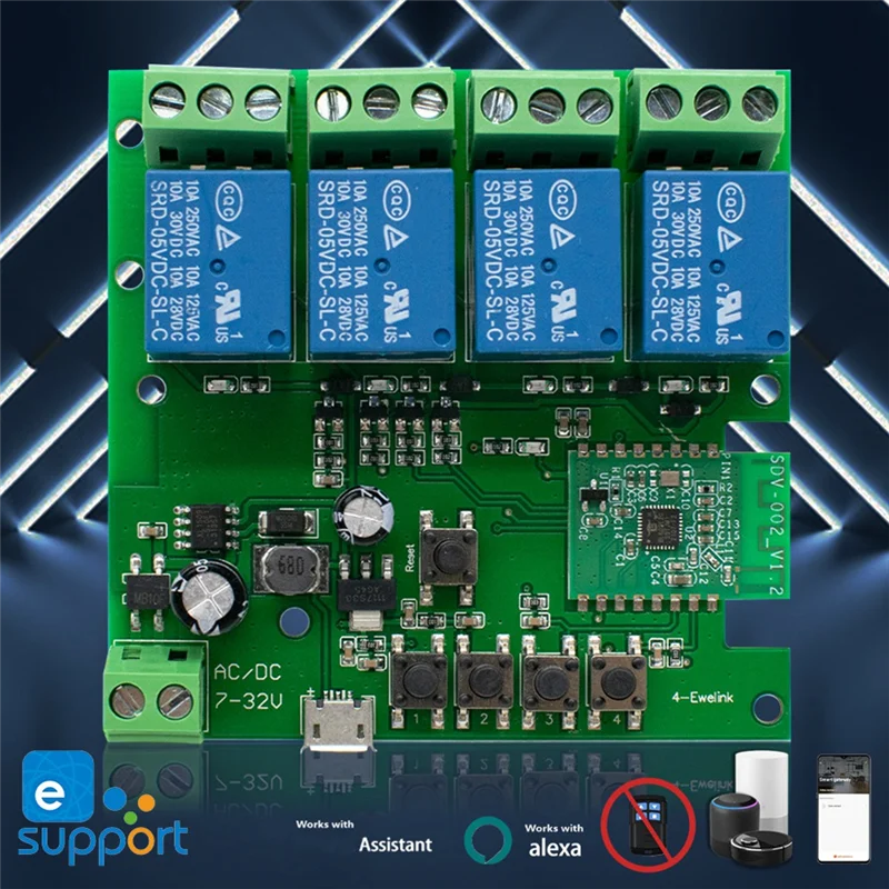 B47C 4CH Smart Switch Modul Selbstsichernde Und Zeitschaltuhr Drahtlose WIFI Fernbedienung