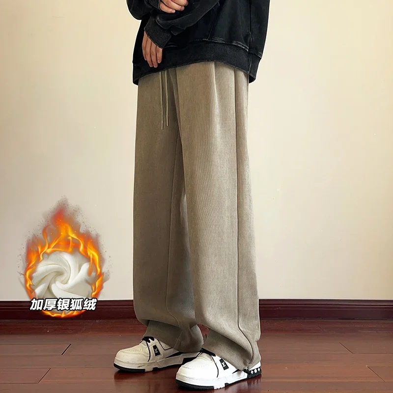 

Baggy Pants Men Winter High Quality Brand Men's Clothing 2024 Sweatpants Streetwear New Wide Straight Thickening