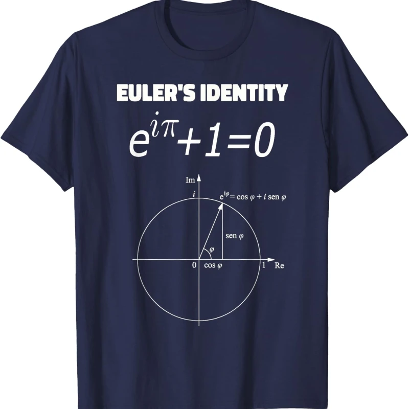 Euler's Oiler Identity Math Equation Complex Number Math Formula Graphic T-Shirt Casual Science Top for Mathematicians Physics