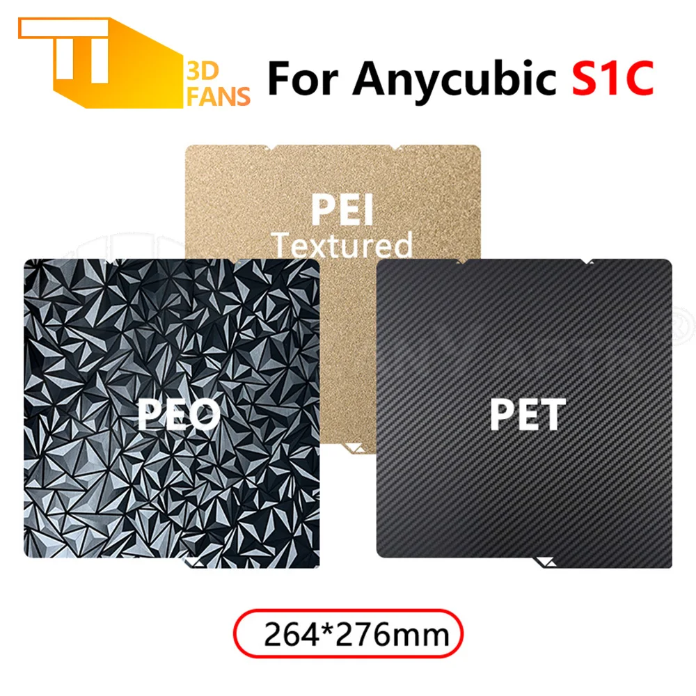 For Anycubic S1C PEI double-sided spraying PEO PET film 3D printer steel plate 264*276mm