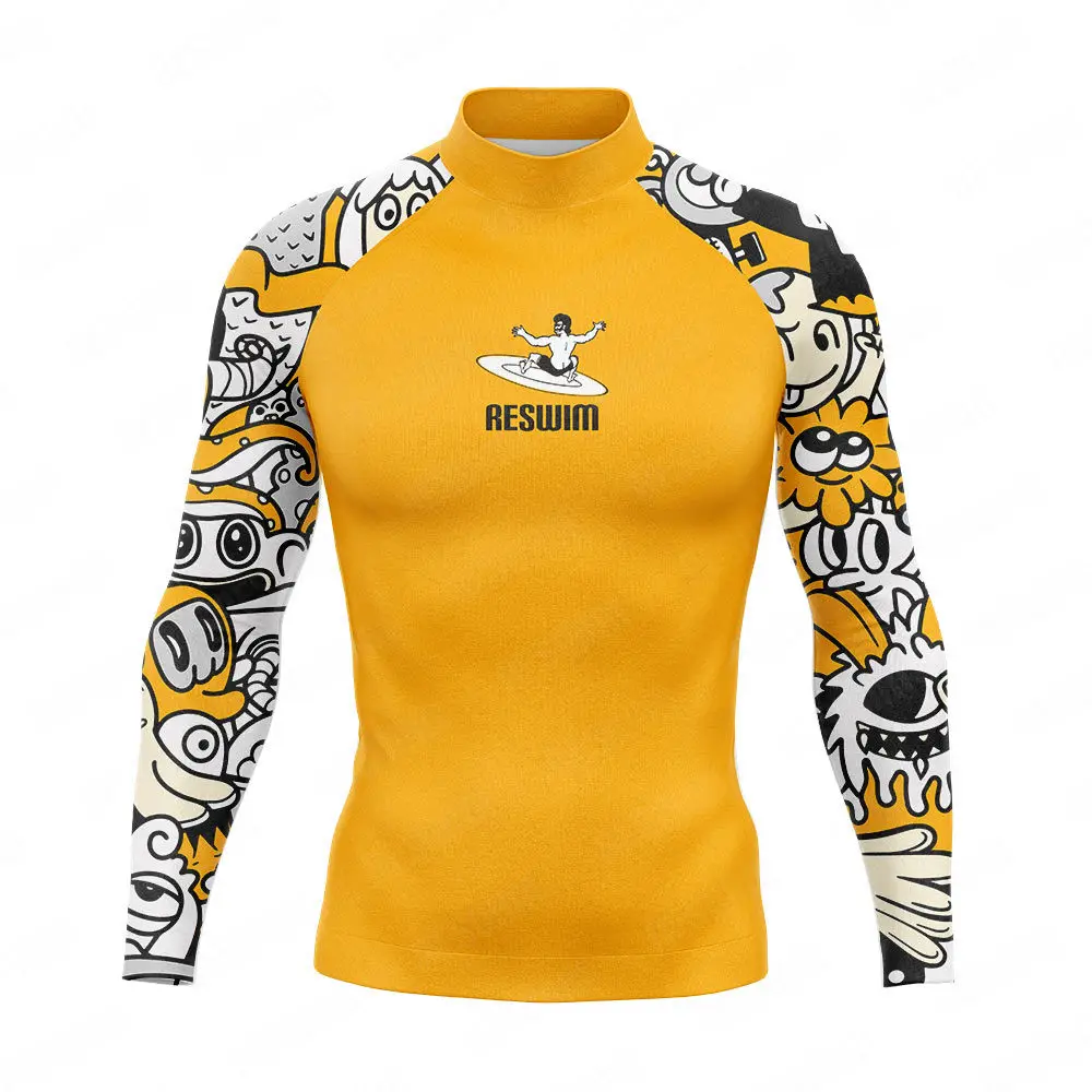 2025 hommes à manches longues natation Surf T-Shirt éruptions cutanées maillot de bain UPF 50 + maillots de bain été séchage rapide sport Surf vêtements Rashguard