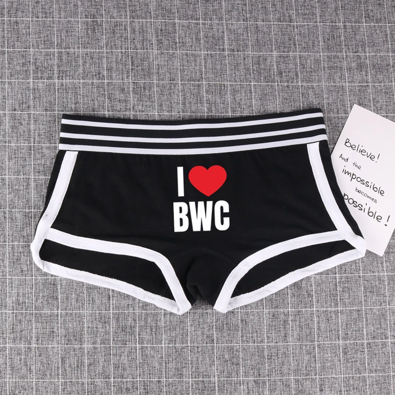 I Love BWC Letter Underwear for Women Cotton Boyshorts Girls Gift Women Boxer Shorts Girl Panties Breathable Women's Intimates