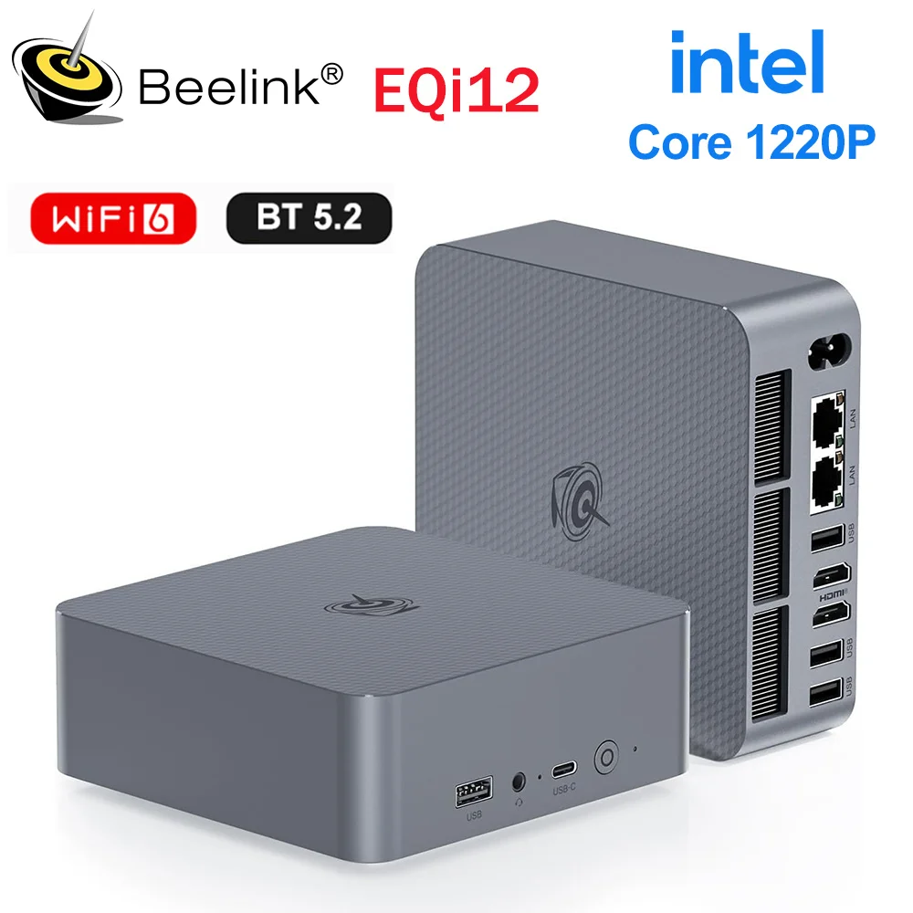 Beelink EQI12 Mini PC Intel Core 1220P i5-12450H i7-12650H RAM 16GB 32GB DDR4 500GB 1TB SSD Wifi6 BT5.2 Laptop Gamer Computador