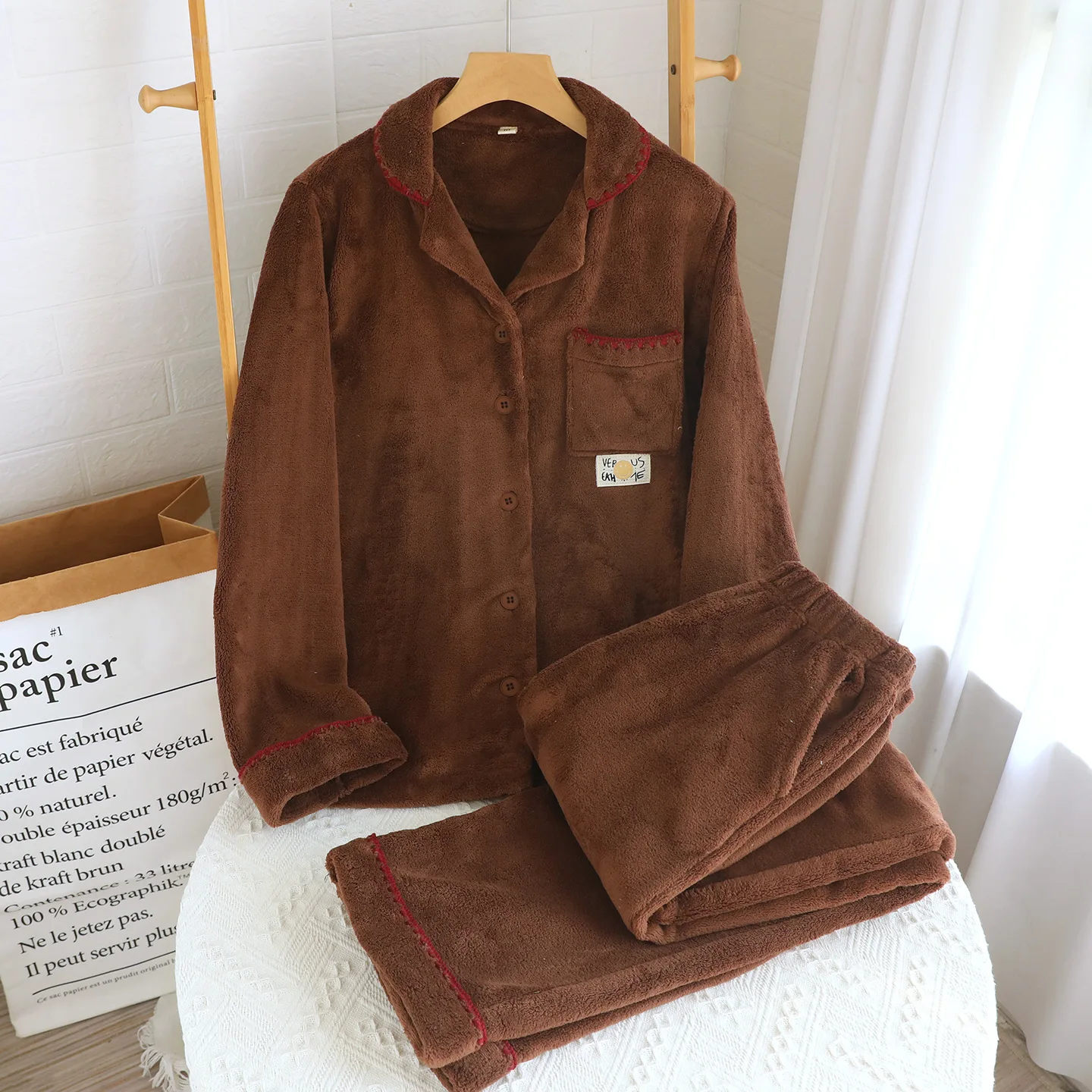 

Woman Pajamas Set Warm Sleepwear For Winter Thicken Coral Velvet Long-Sleeved Suits Pyjamas Pijamas Set For Women Home Suit