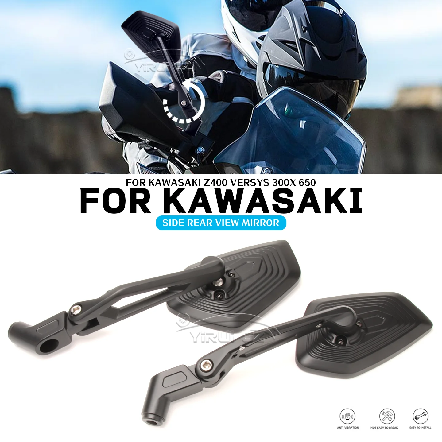 Motorcycle Rearview Mirror For KAWASAKI Z400 Versys 300 X Versys 650 Aluminum Adjustable Side Rear View Mirrors Versys 300 X 650