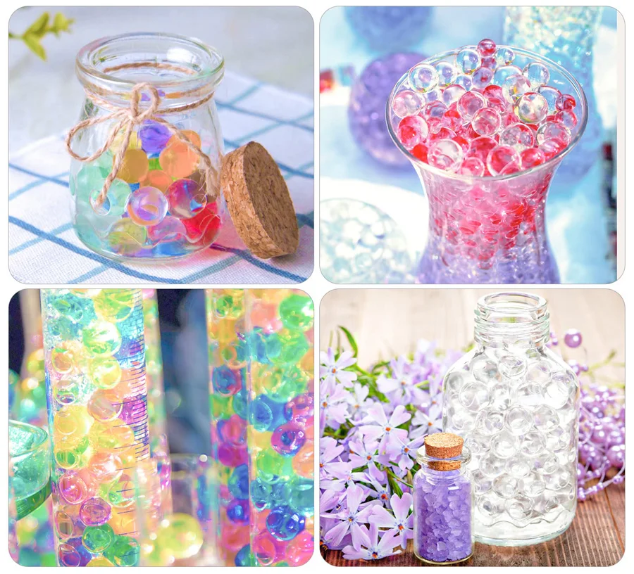 500pcs Mix Gel Orbits Water Balls Hydrogel Pearl Clear Beads Party Decoration Magic Toy Sensory Waterbeads Plants Grow Crystals