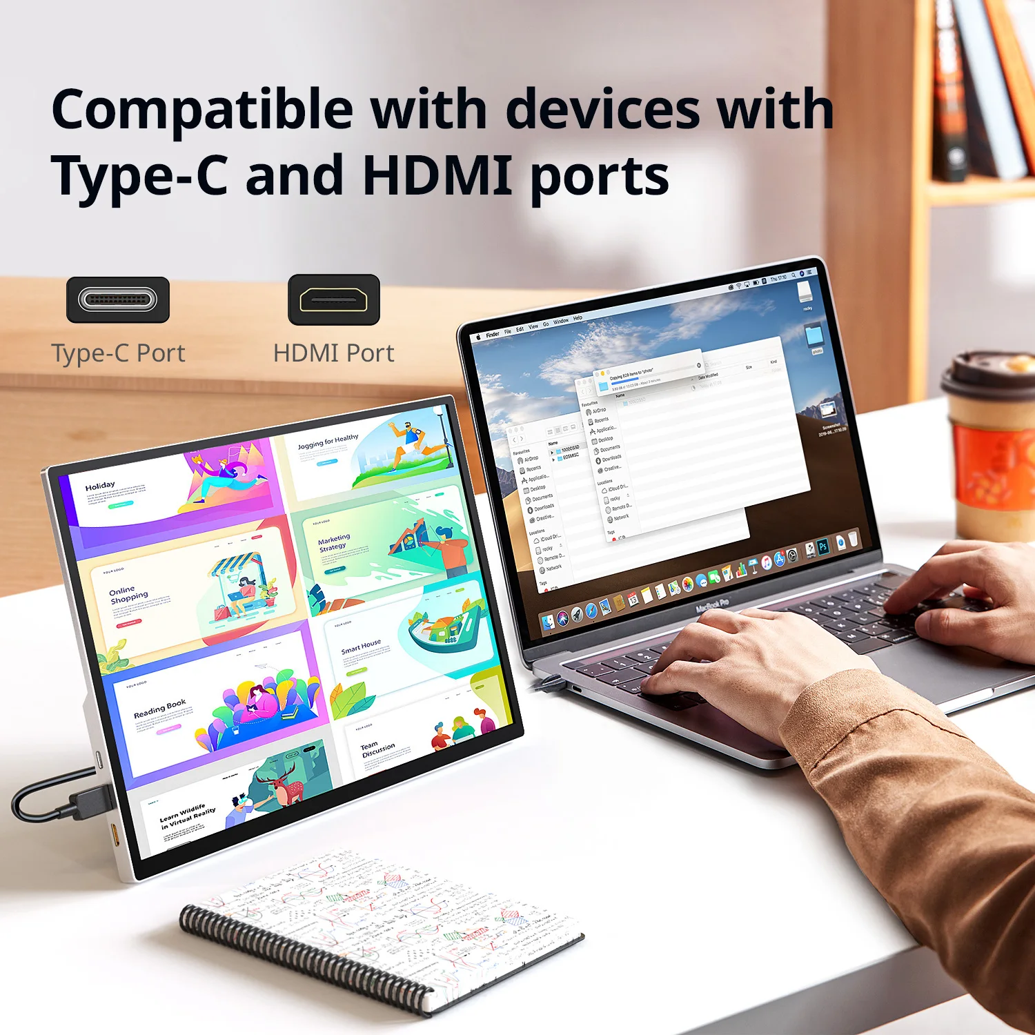 XIAN WEI Monitor portabel 13.5 inci 3K, 3:2 IPS, Game kantor, layar tampilan eksternal USB C untuk Laptop, ponsel, PC, XBox, PS4/5, Switch
