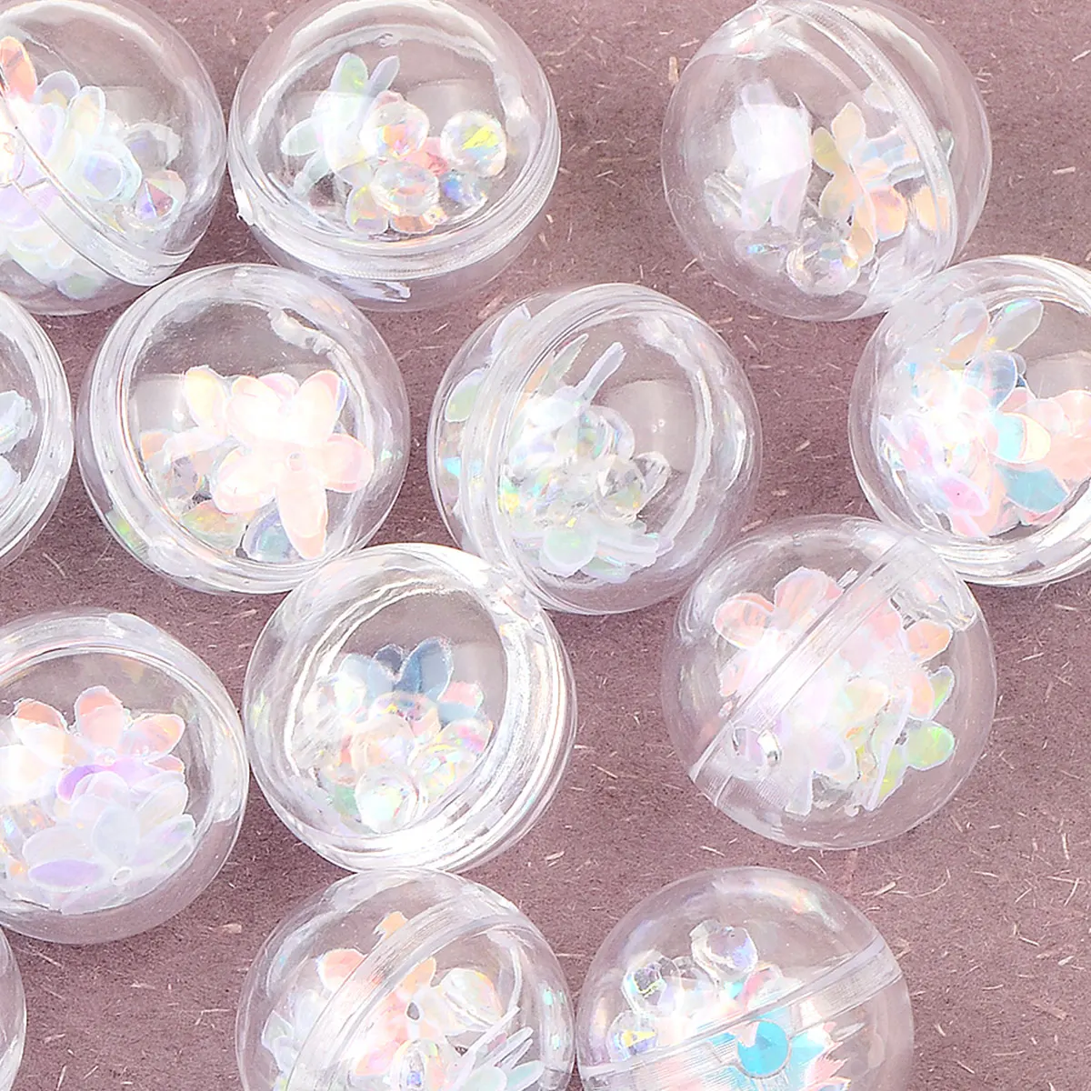 6pcs 2cm Random Color Mix Transparent Round Shape White Flower Shape Acrylic Beads For Jewelry Making DIY Phone Accessories