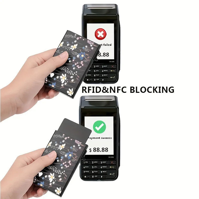 Side Push Automatic Pop Up Card Holder Double Sided Printing RFID Anti Theft Aluminum Alloy Card Bag Credit Card Case Metal