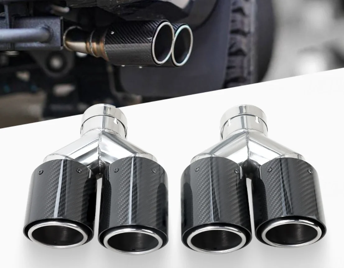 Dual Y style carbon fiber exhaust pipe fit for chevy Toyota honda bmw etc car accessories