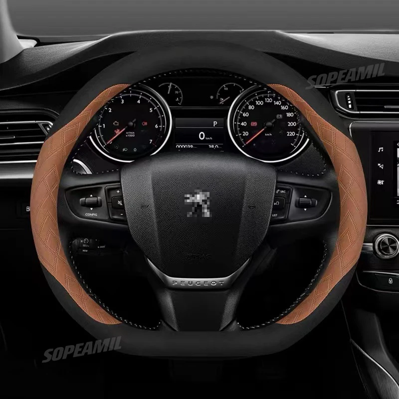 Car Steering Wheel Cover For Peugeot GT-Line 106 107 206 207 208 301 307 308 406 407 408 508 607 2008 3008 4008 5008 RCZ Rifter