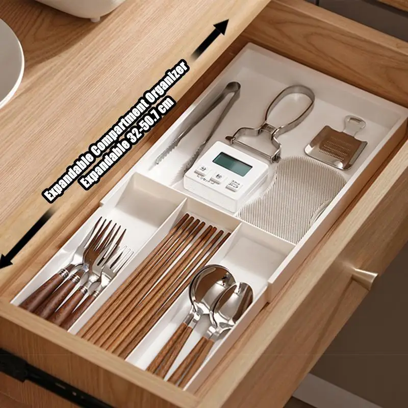 Expandable Drawer Organizer 5 Compartments Cutlery Drawer Storage Organizer Drawer Divider for Kitchen Home Office