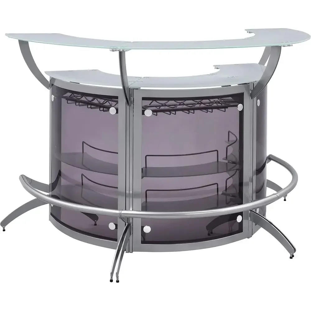 

Special Offerer Home Urnishings - Dallas - 3-Piece Acrylic And Glass Home Bar Cabinet - Curved, Reestanding, Glass Shelves, Stem