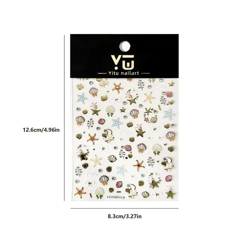 الصيف ثلاثية الأبعاد شاطئ المحيط مسمار الفن ملصقات قذيفة نجم البحر ملصق المشابك محارة البحر مسمار الديكور مانيكير صالون الشارات DIY بها بنفسك